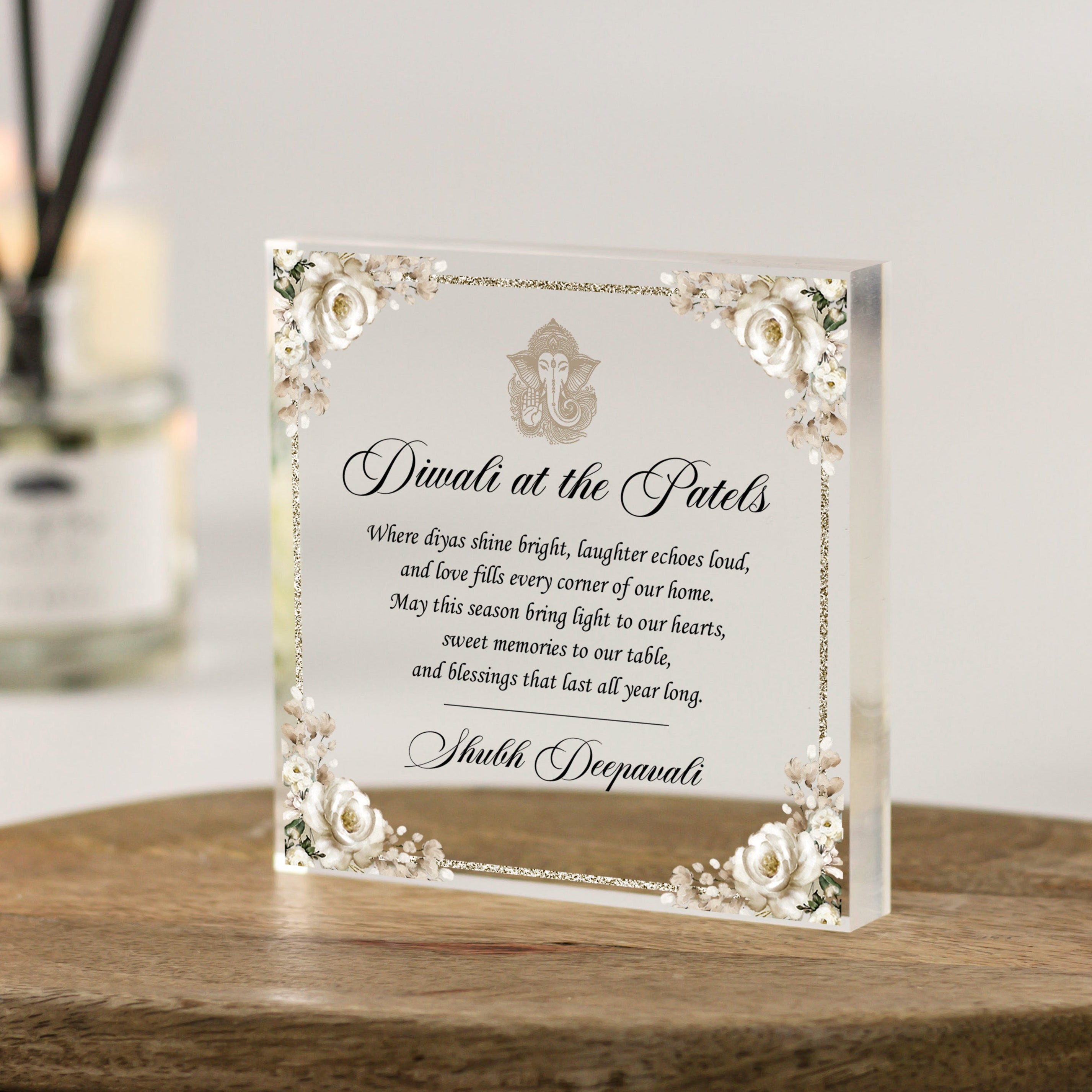 Personalised Diwali home décor gifts collection with acrylic blocks and signs & Corporate Diwali gift collection for employees, clients and colleagues