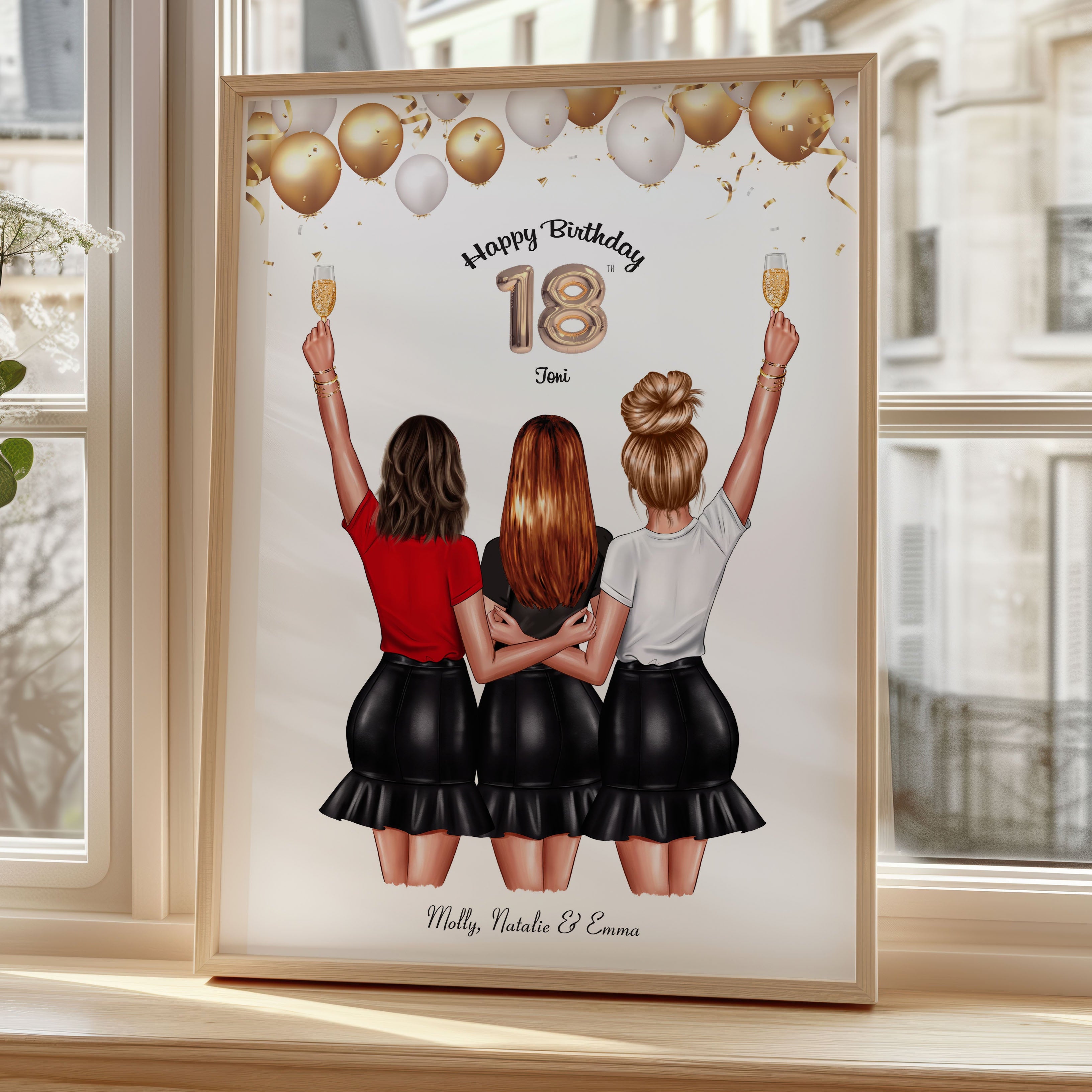 Personalised 18th Birthday Gift Best Friends Print