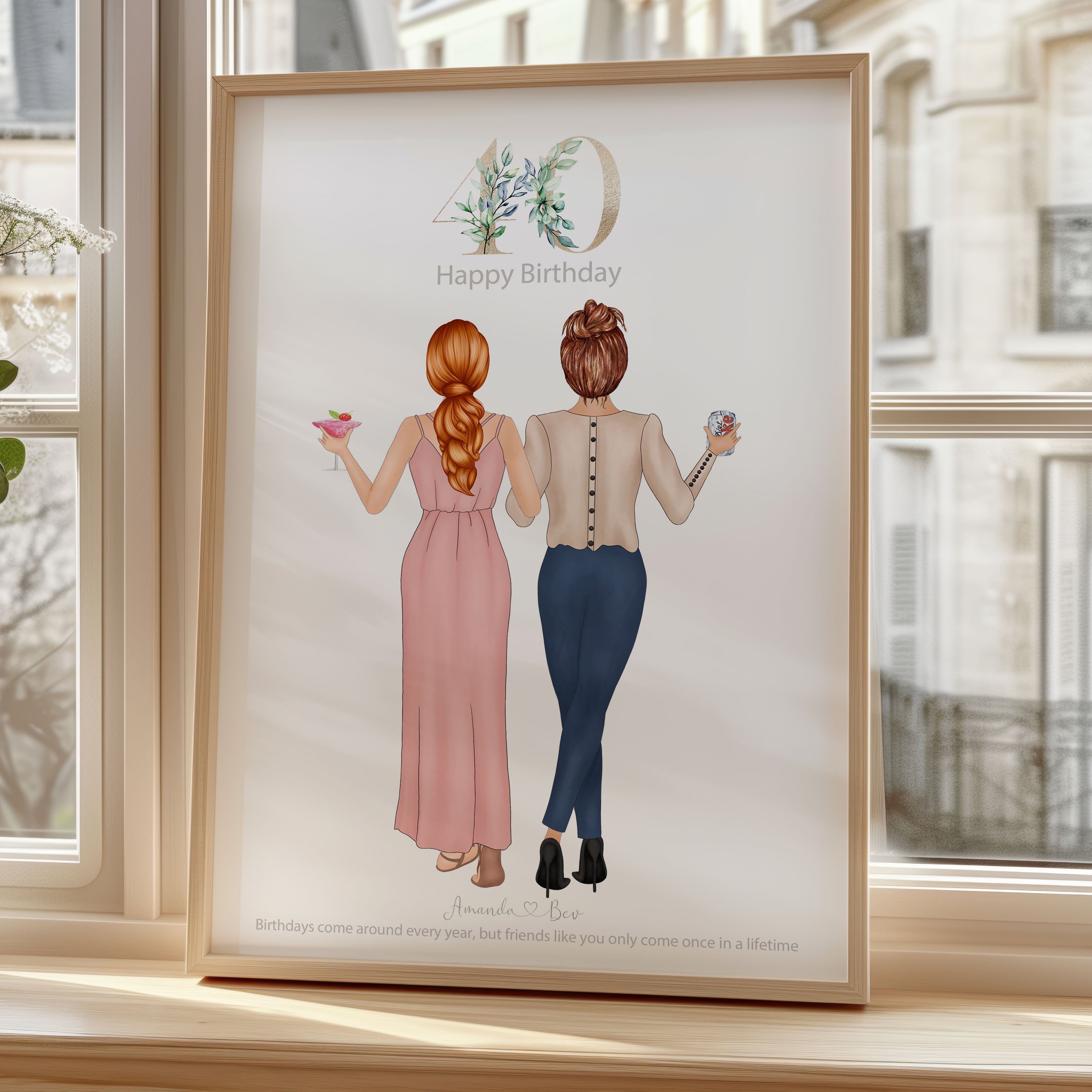 40th Birthday Gift For Her Personalised Best Friends Print