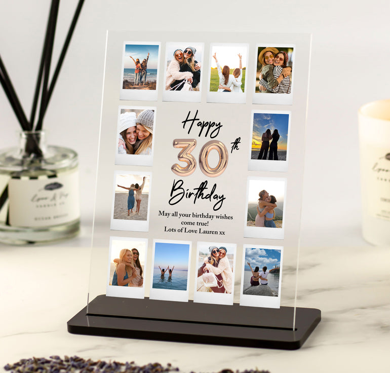 Friendship Happy Birthday Photo Collage with Custom Balloons - 12 Polaroid Style Pictures