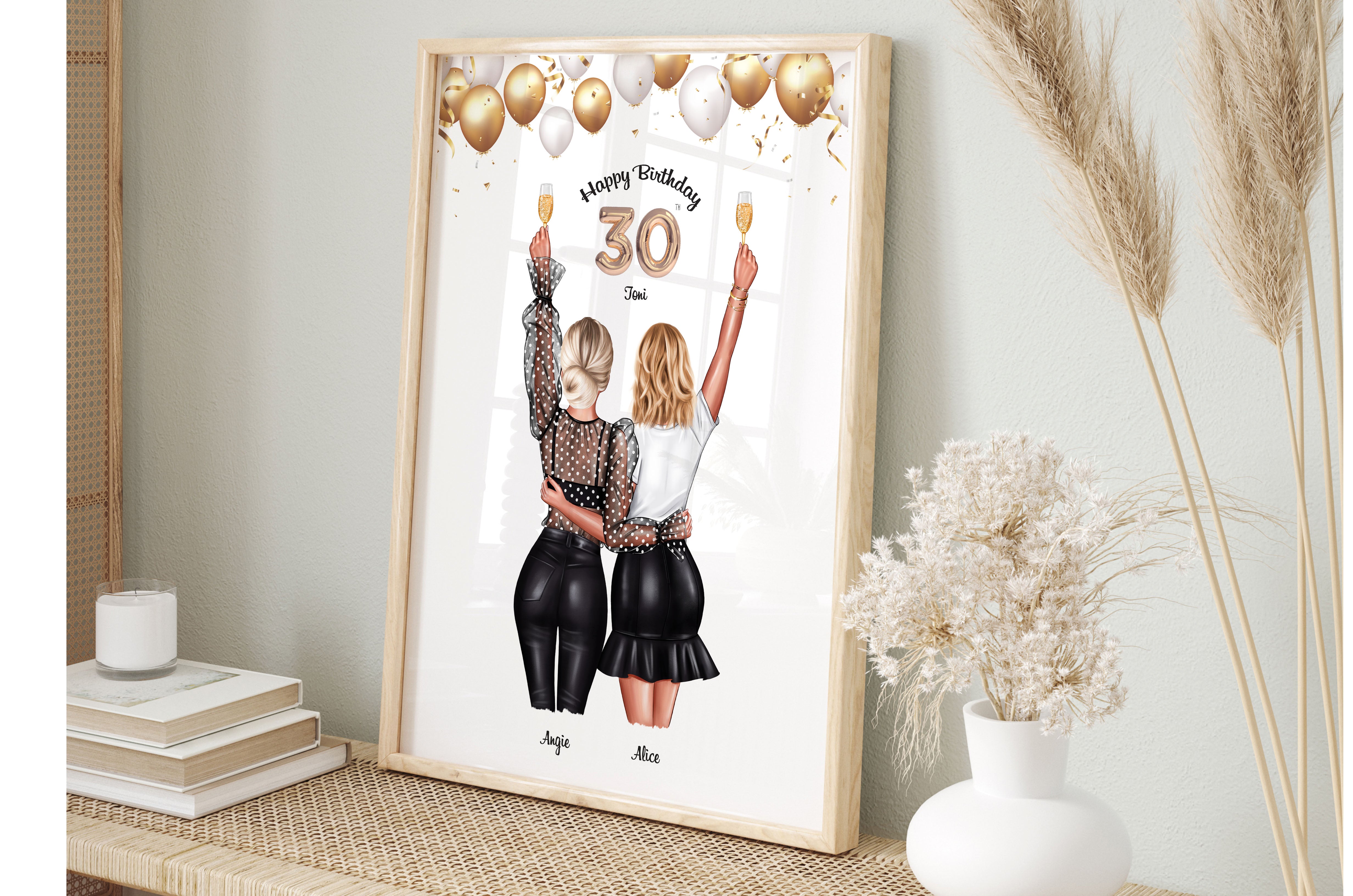 30th Birthday Gift For Her Best Friends Personalised Print