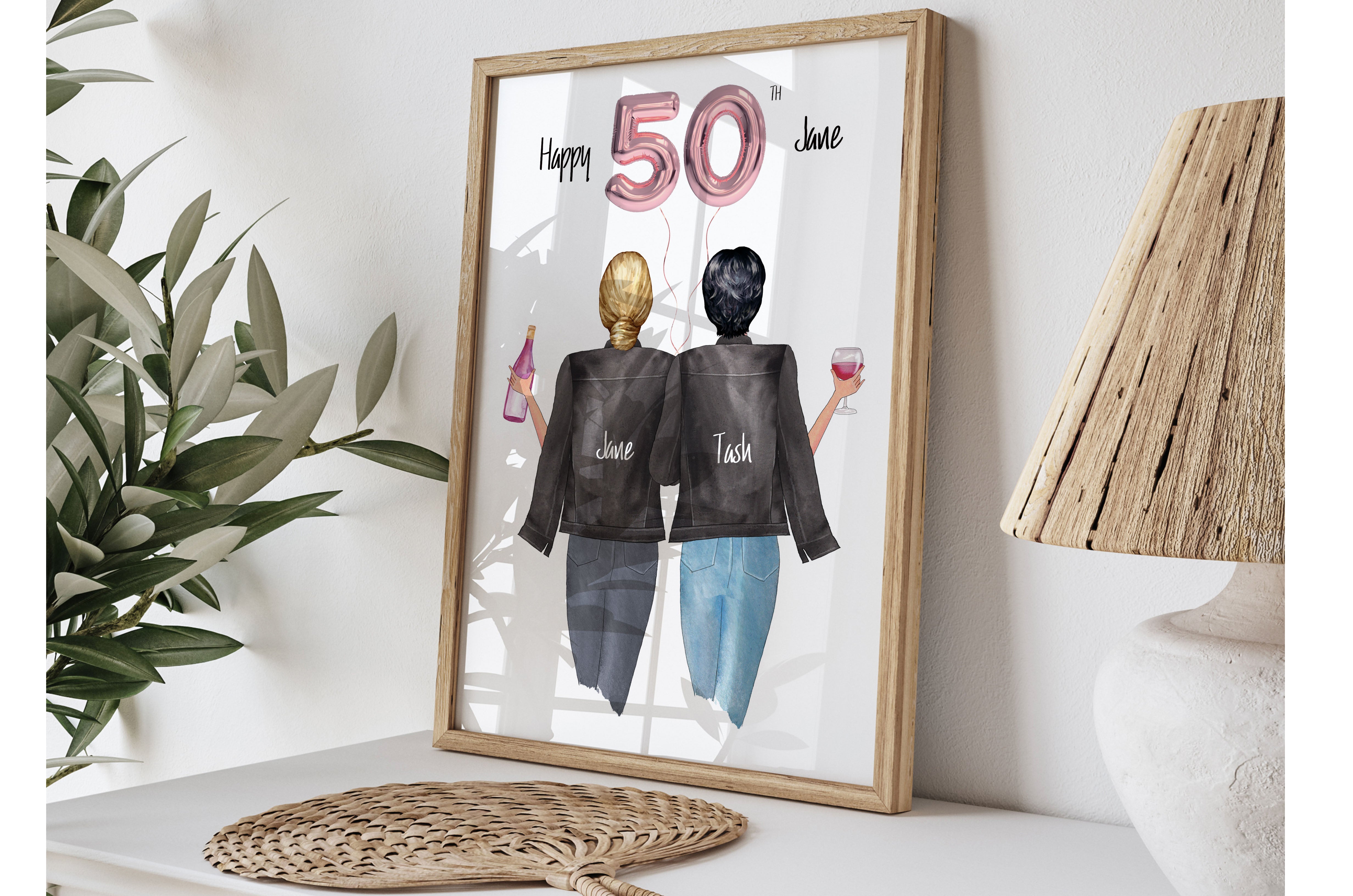 50th Birthday Gift for Her- Personalised Best Friends Print