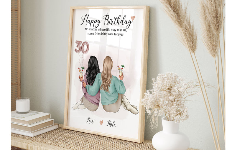 Personalised 30th Birthday print, any age birthday gift for best friend, sister, daughter, friendship keepsake
