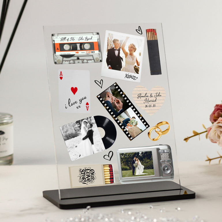 1st anniversary retro acrylic photo block gift for husband or wife