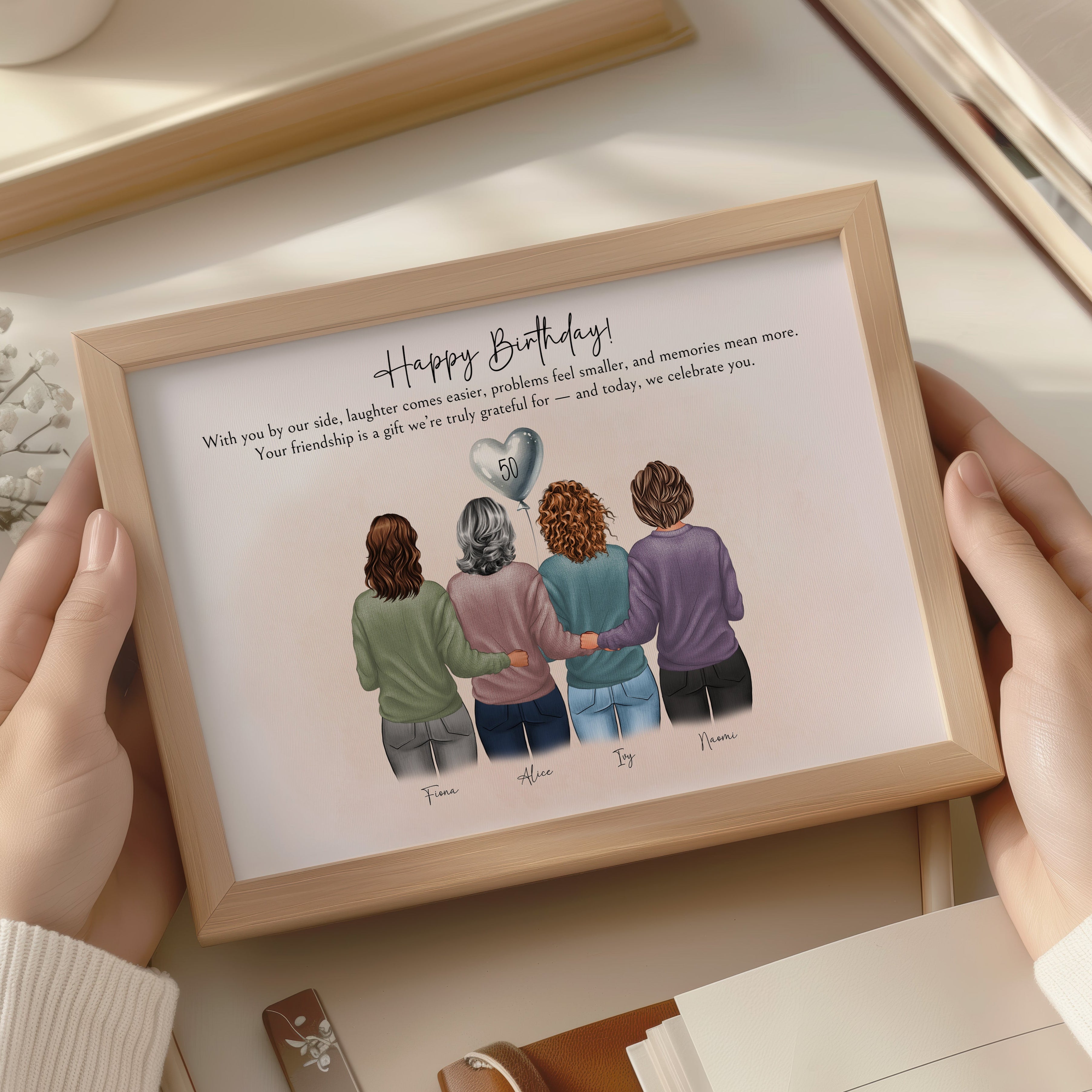 Group birthday keepsake print for women turning 50