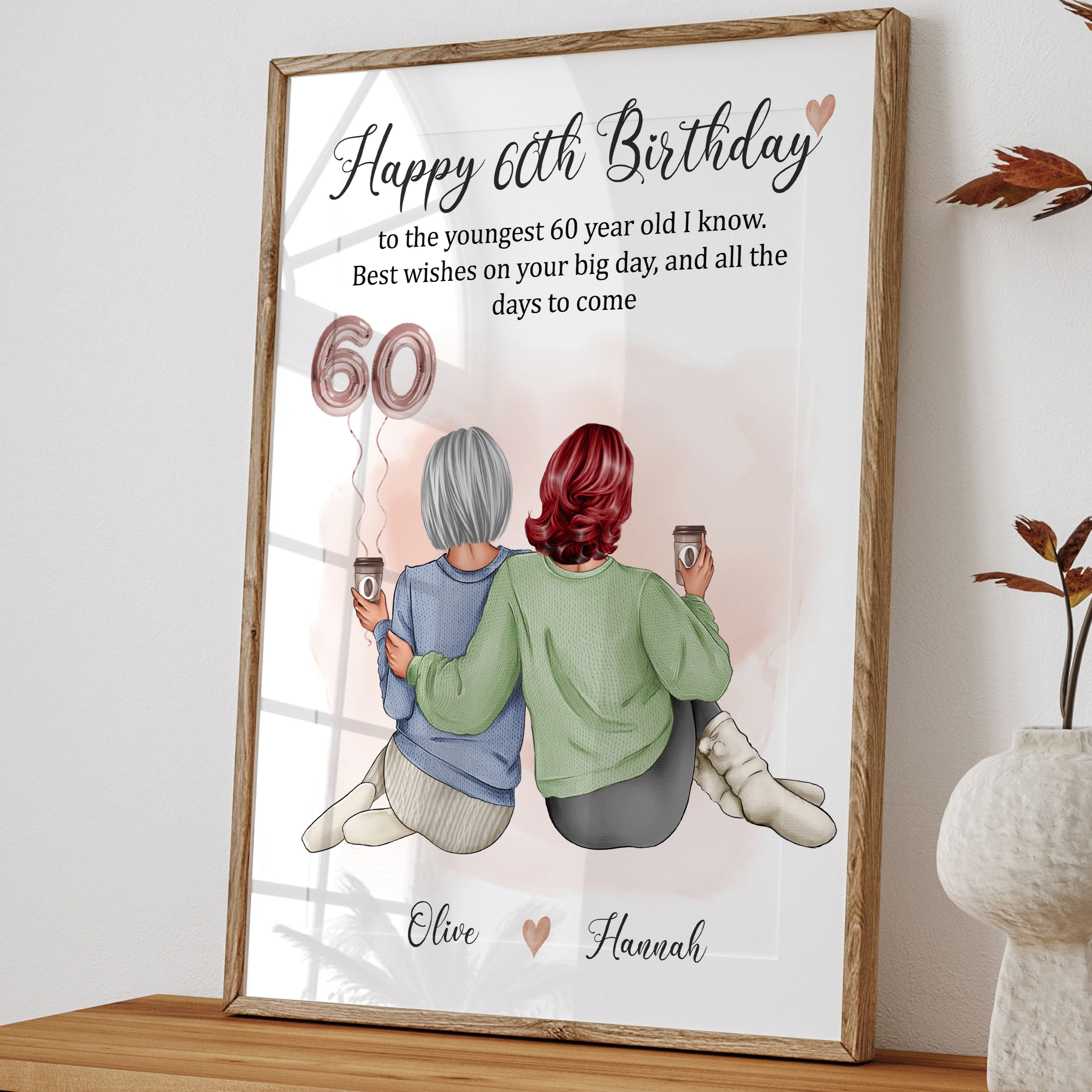 60th birthday personalised gift for sister, best friend, cousin or mum