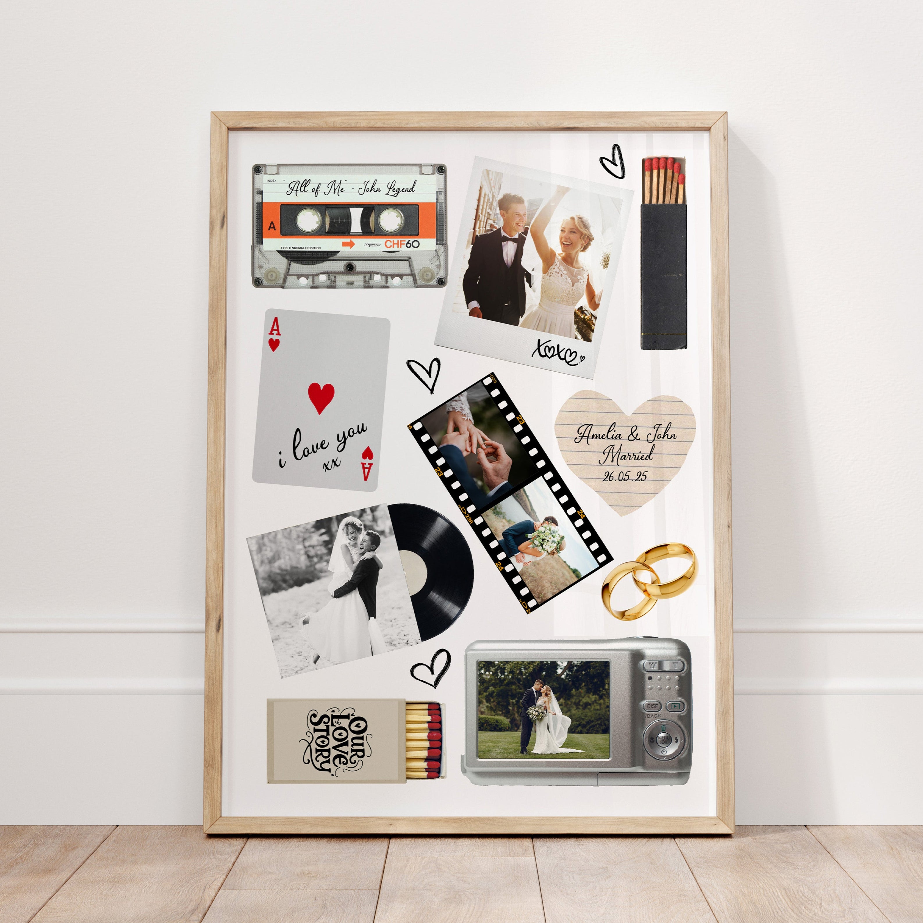 Personalised anniversary collage print with photos and names