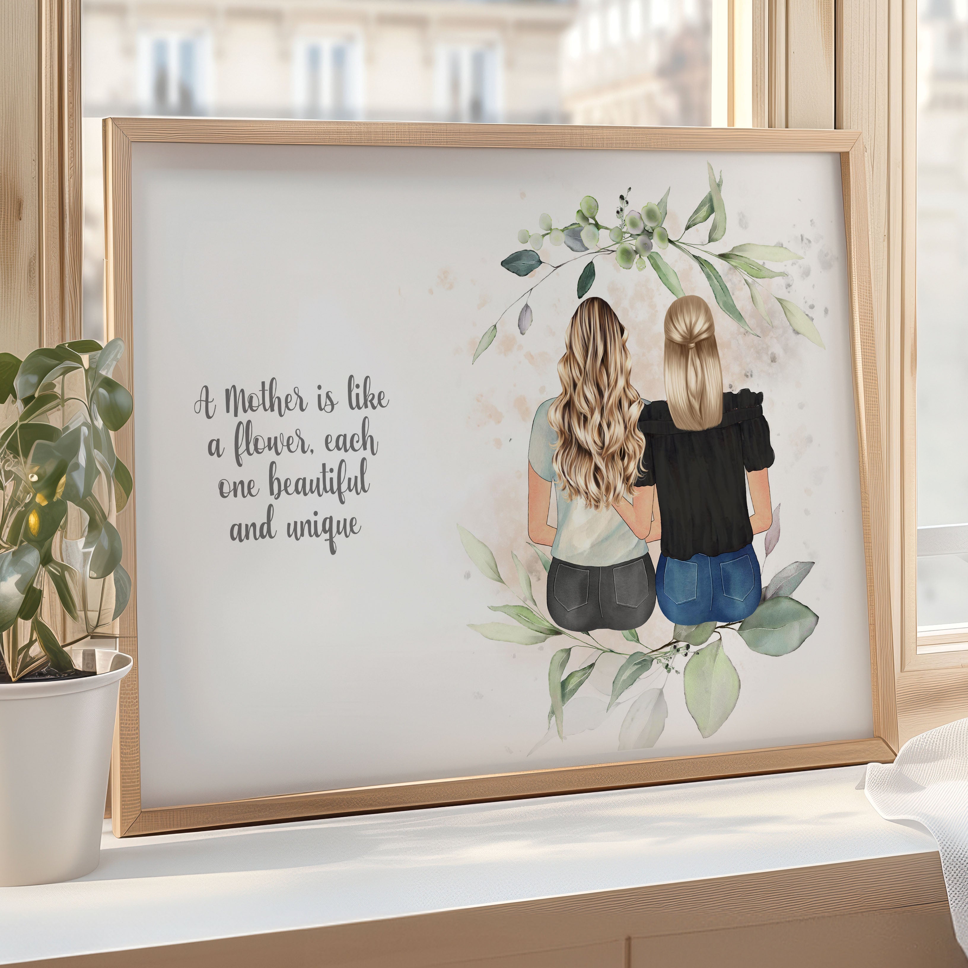 Mother Daughter Illustration Print, Mothers Day Gifts, Mum/Mom