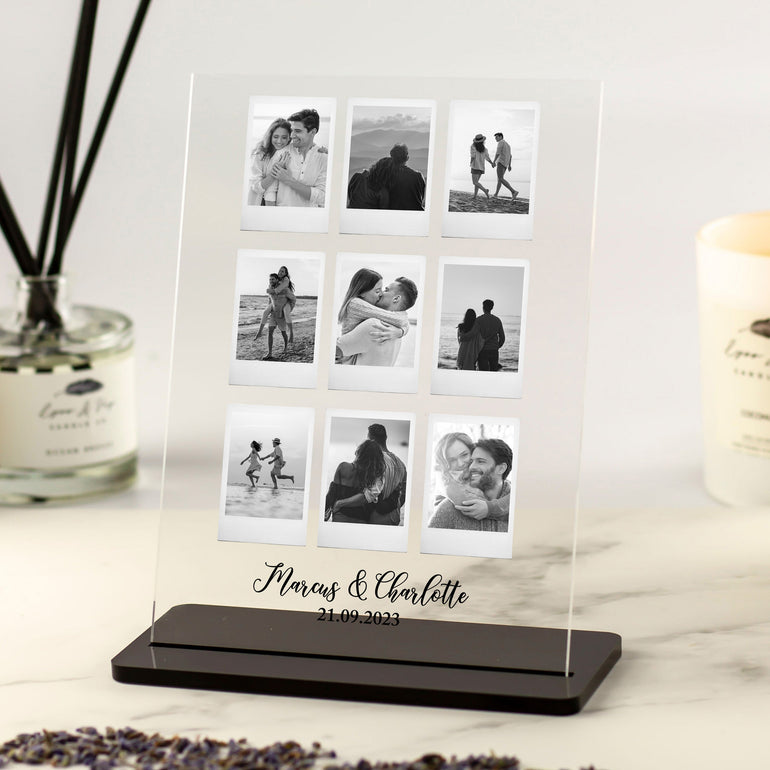 custom photo collage polaroid pictures acrylic plaque, personalised gift for valentines day, anniversary, boyfriend, girlfriend