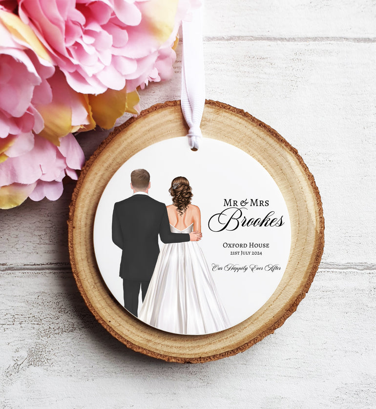Our Happily Ever After - Mr and Mrs Custom Bridal - Hanging Ornament