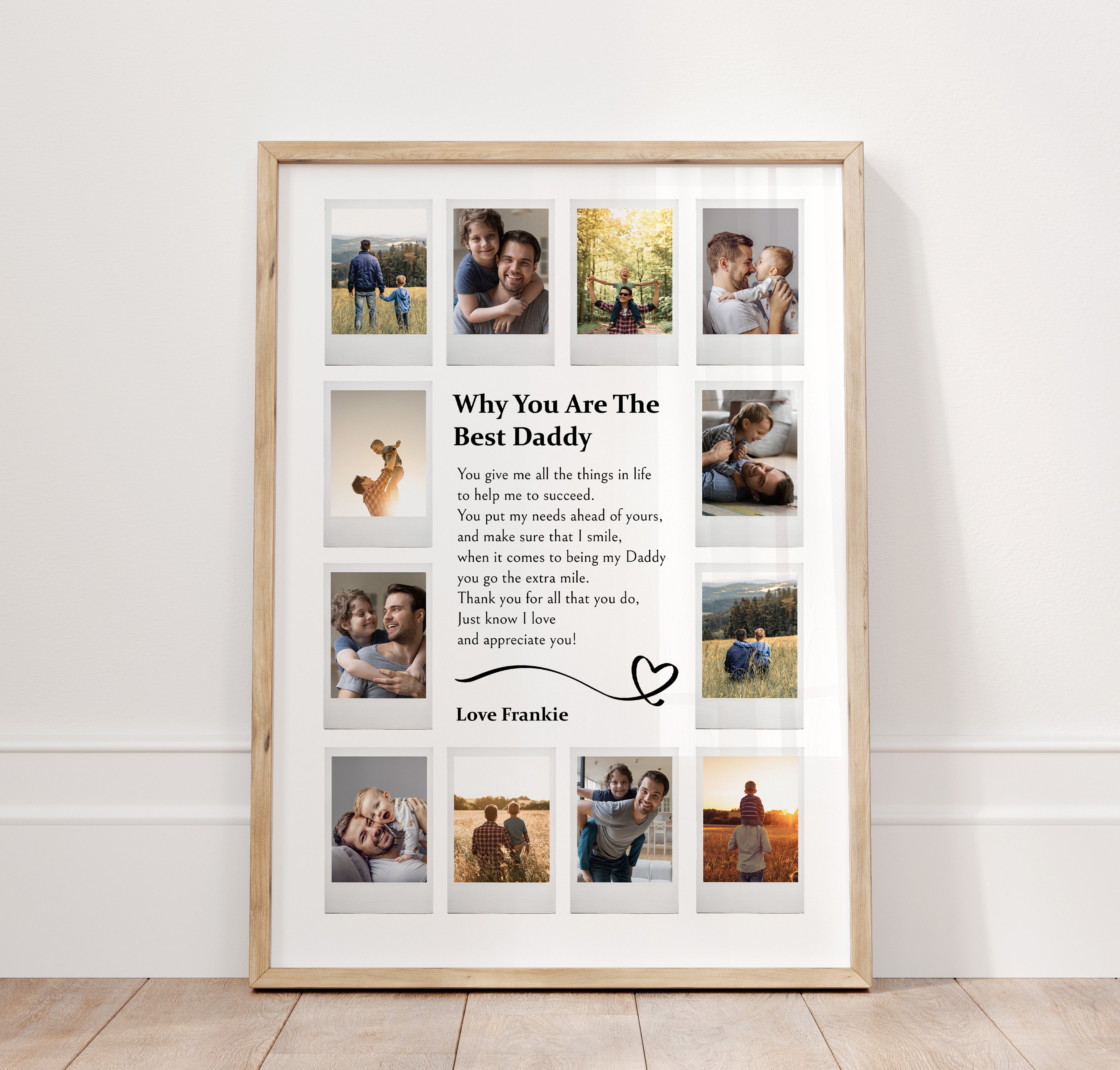 'Why You Are The Best Daddy' Photo Collage Poster Print with Poem- 12 Polaroid Style Pictures