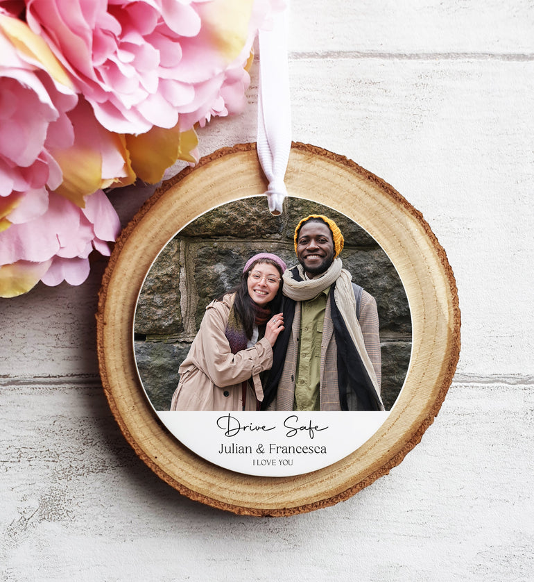 'Drive Safe' Personalised Photo - Hanging Ornament