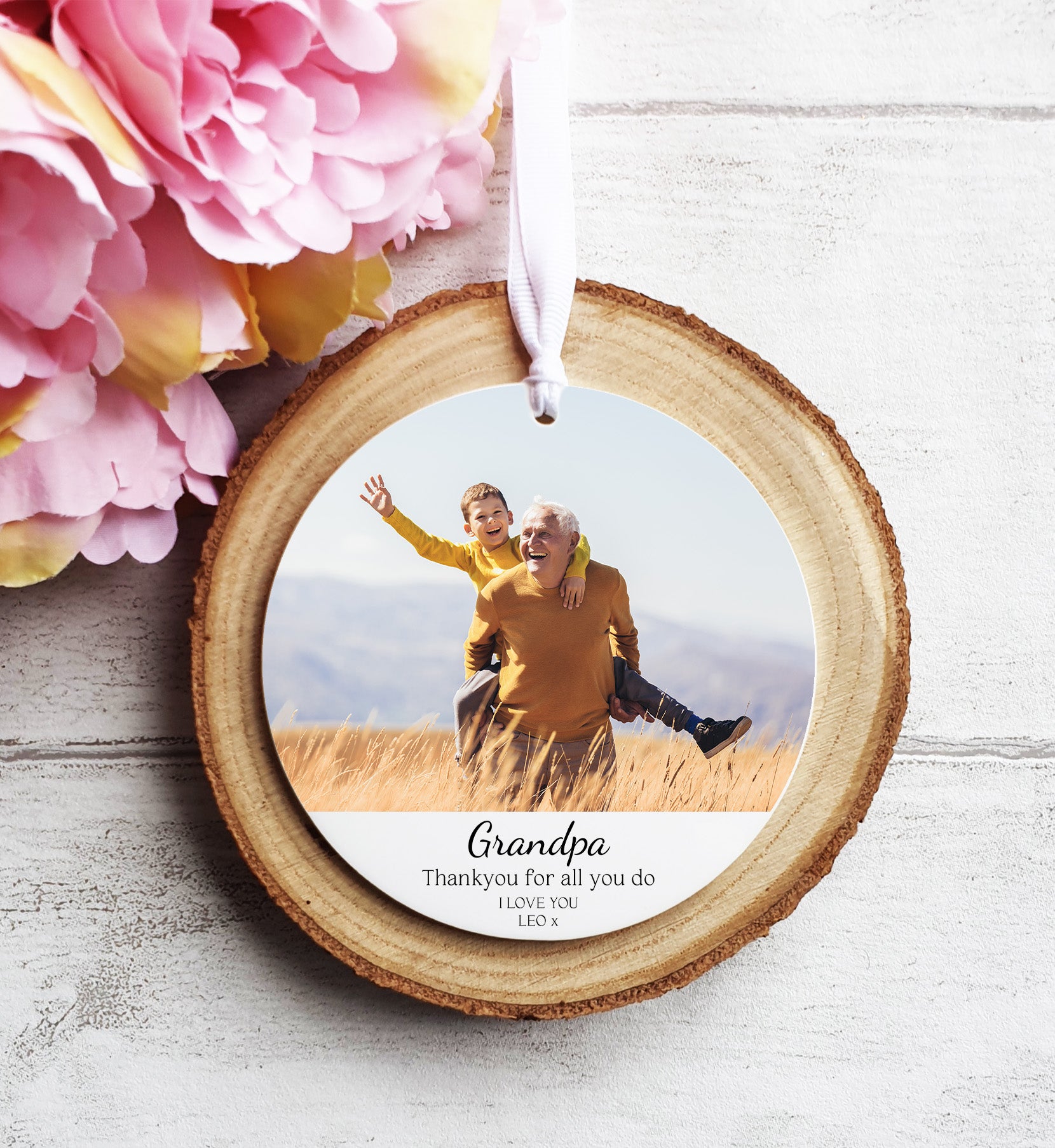 'Thankyou for all you do' Grandad Personalised Photo - Hanging Ornament