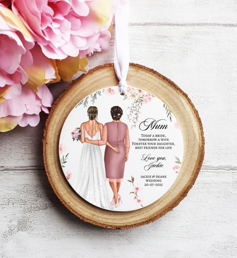 Mother of the Bride, Pink Florals - Hanging Ornament