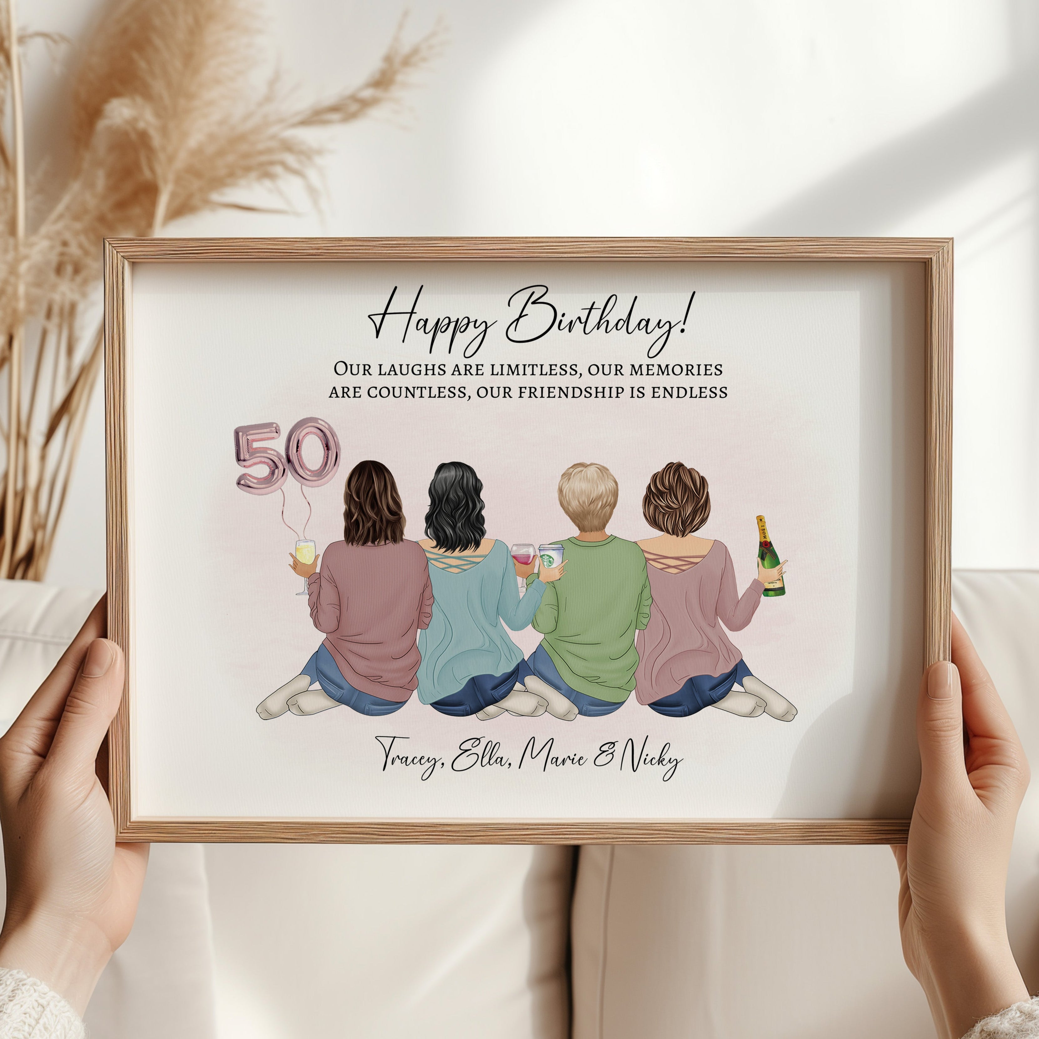 Personalised birthday milestone group print for friends