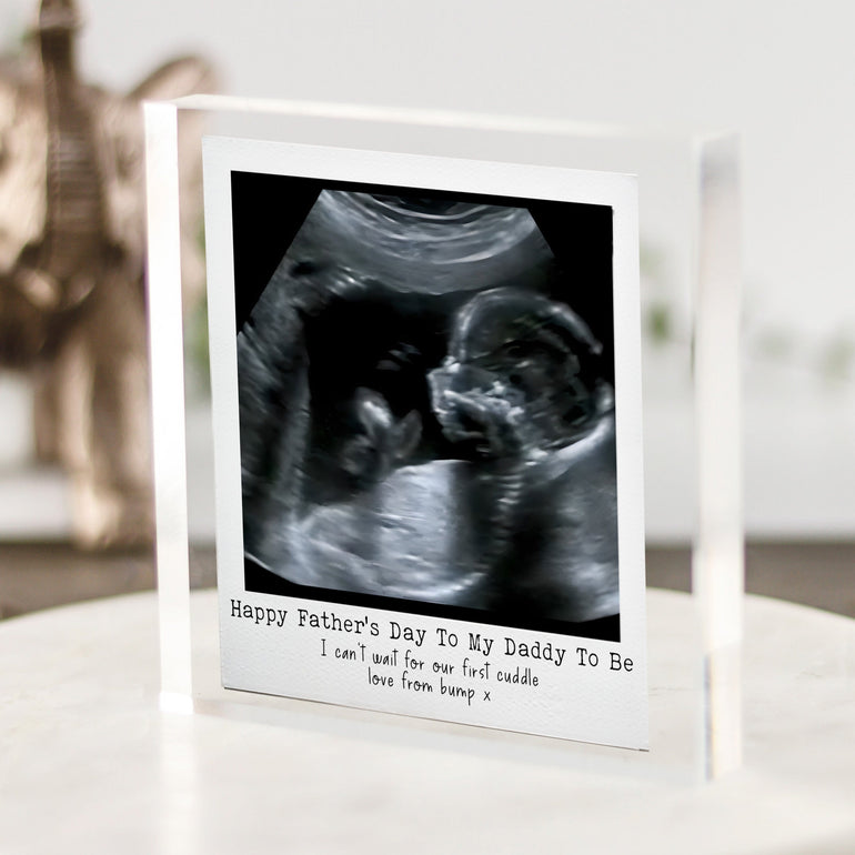 Personalised baby scan photo block – first Father’s Day gift for new dads