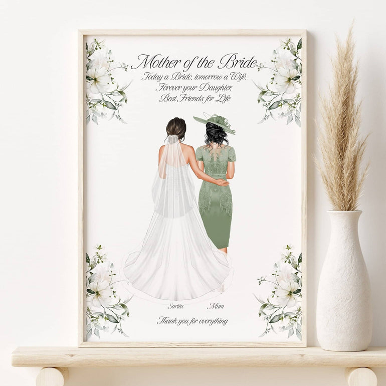 Mother of the Bride thank you gift, Mum gifts, Mother daughter Custom Portrait, Mothers day Gift, Wedding Day gifts, Gift from Bride