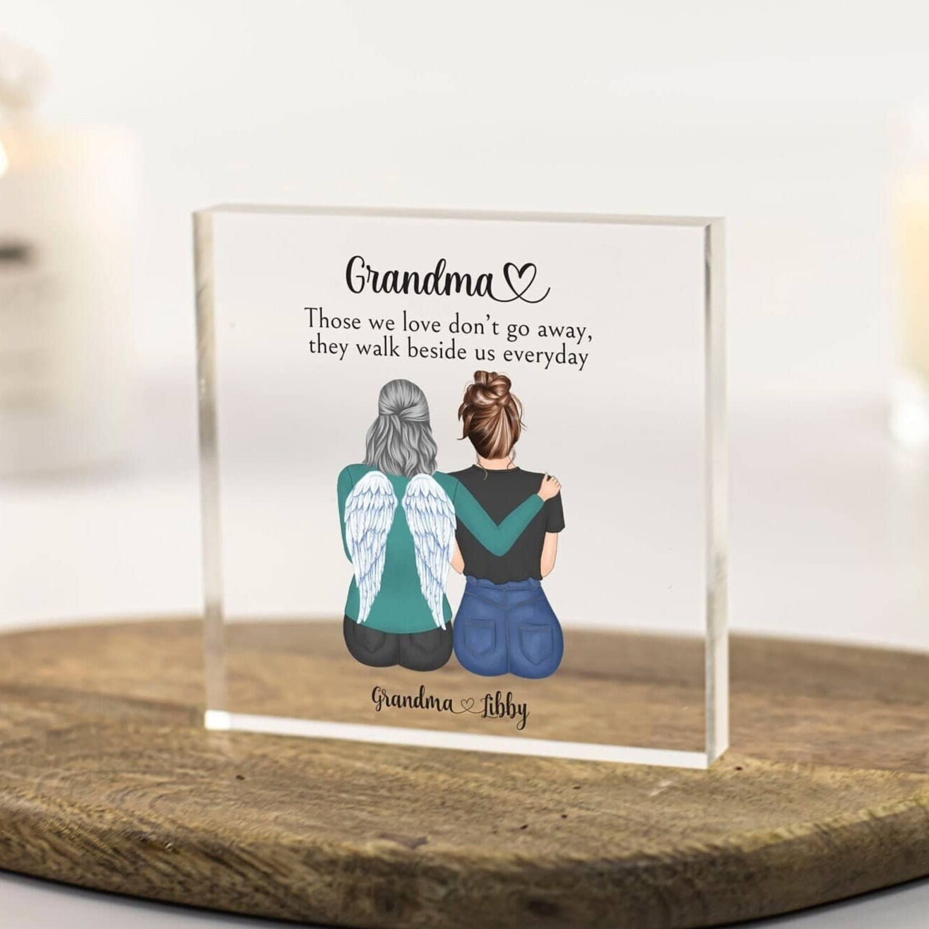 Grandma Loss, Nanny memorial keepsake, sympathy gift for granddaughter, Gran and daughter print,custom memorial gifts, Custom portrait print, Death condolences funeral acrylic block art