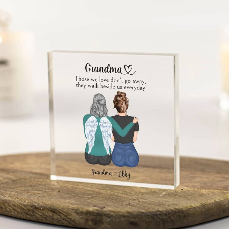 Grandma Loss, Nanny memorial keepsake, sympathy gift for granddaughter, Gran and daughter print,custom memorial gifts, Custom portrait print, Death condolences funeral acrylic block art