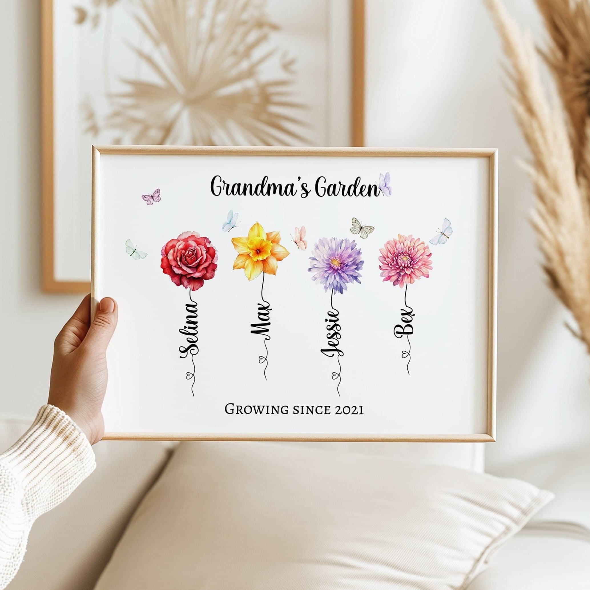 Personalised Family Print, Grandma's Garden,Birth Flower Gift, Unique gift for Nan from grandchildren, best grandma gifts, christmas gift, mothers day gift, Generations print