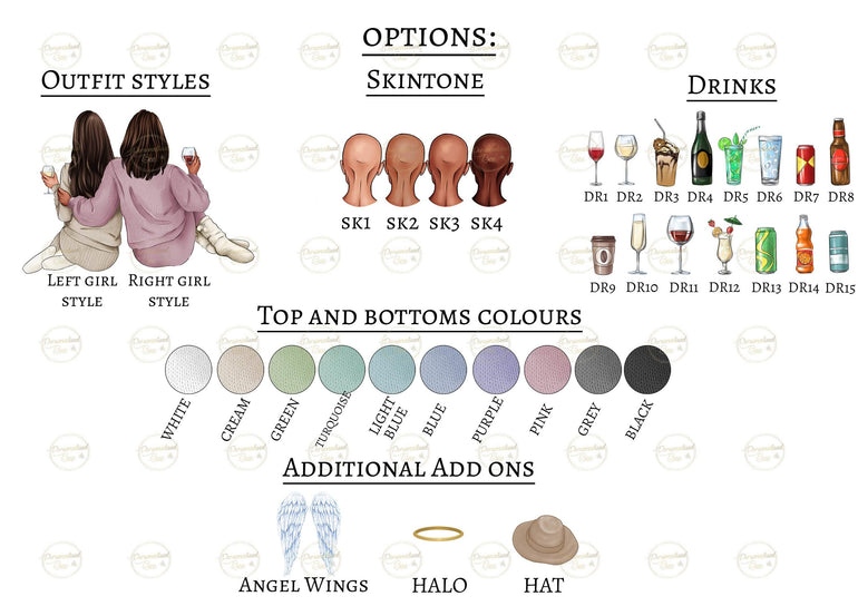 Personalised Group Friendship Print, Friend Gift, Best Friend gifts, Besties, BFF, Birthday gift for Her, Christmas Gifts, Custom Portrait