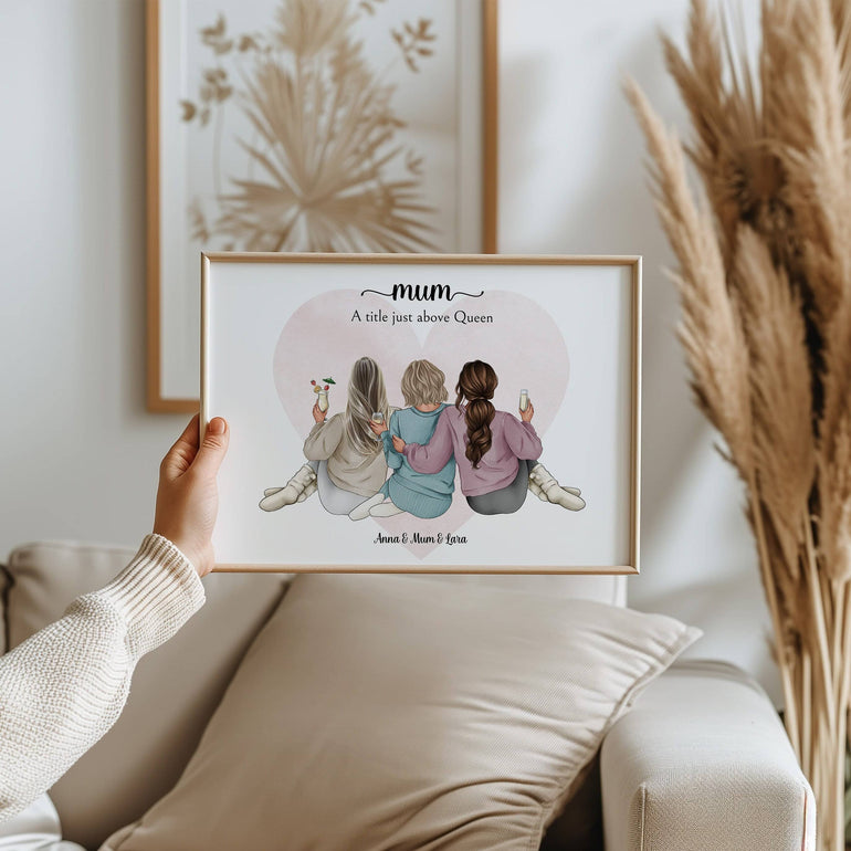 Mum Gifts, Personalised Mum and daughter print, Mother and daughters custom portrait, Birthday gift for mom, Christmas gift ideas, sentimental meaningful gifts for mothers day