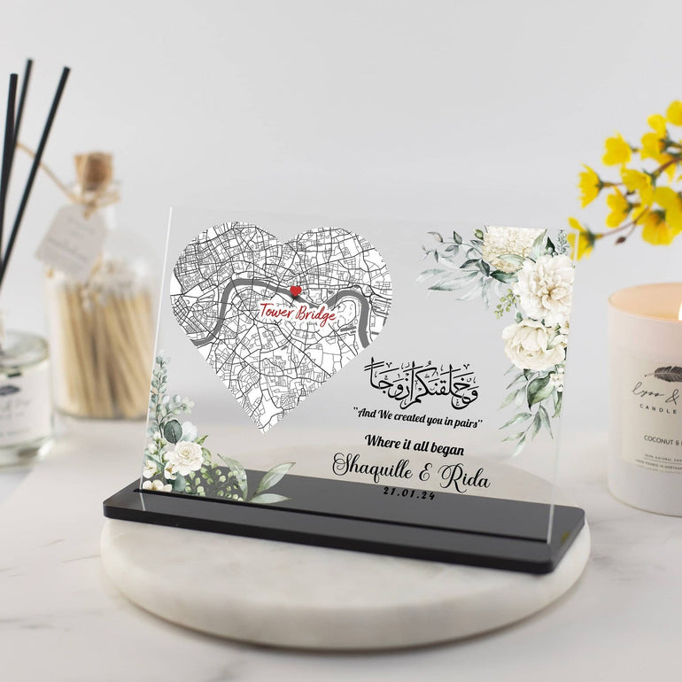 Islamic Gifts, Muslim Gift for couple, Personalised Map where it all began wedding gift, Islamic home decor, Arabic calligraphy islamic wall art, ramadan gift
