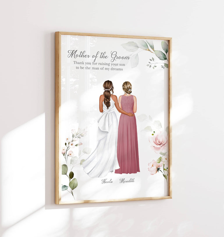 To My Mother In Law On My Wedding Day Personalised Gift from Bride, Mother of the Groom Gift, Thank you Wedding Gifts, Custom Portrait Print