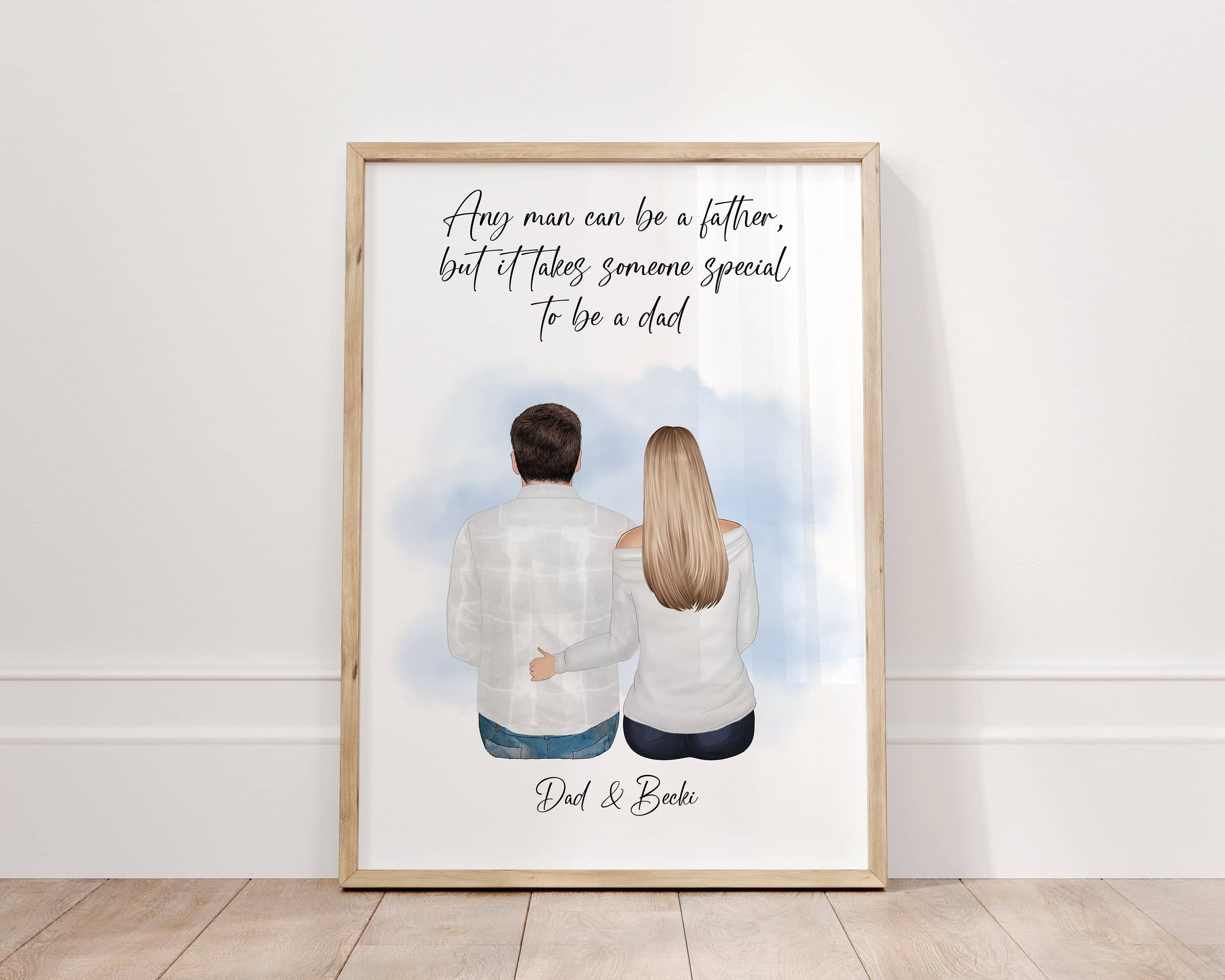 Fathers Day Gift, Custom Portrait, Personalised Dad and Daughter Print, Gift for Dad, Birthday Gift for Him, Christmas Gift for Dad