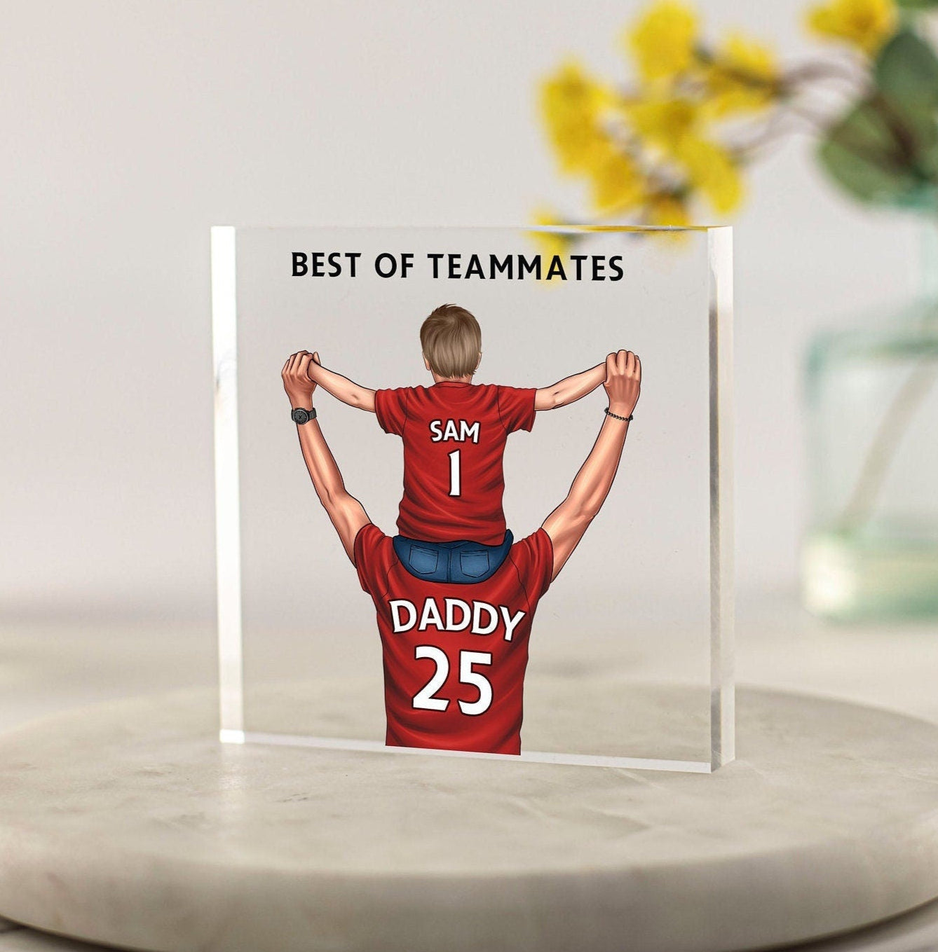 Custom Football Gift for Dad, Personalised Football Team, Father and son, father and daughter Gifts, uncle,stepdad, grandad acrylic block, best of teammates