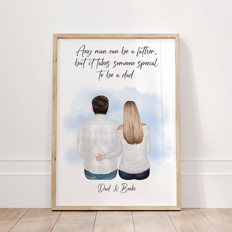 Fathers Day Gift, Custom Portrait Watercolour print, Father and daughter, Gift from Daughter, Birthday gift for Dad, Unique keepsake for dad, Wall Art