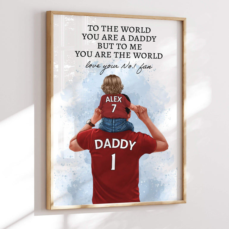 Personalised Football Shirt Print, Gift for Dad, Gift from Daughter, from Son, Custom Football Gift, Custom Print, Grandad Gift, Dream Team