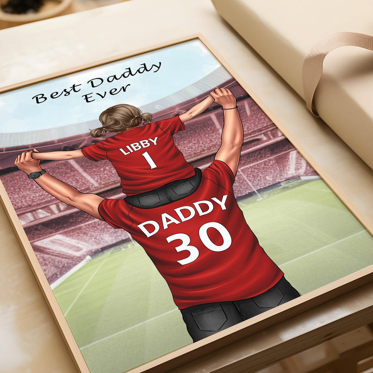 Personalised Football Shirt Print, Gift for Dad, Gift from Daughter, from Son, Custom Football Gift, Custom Print, Grandad Gift, Dream Team