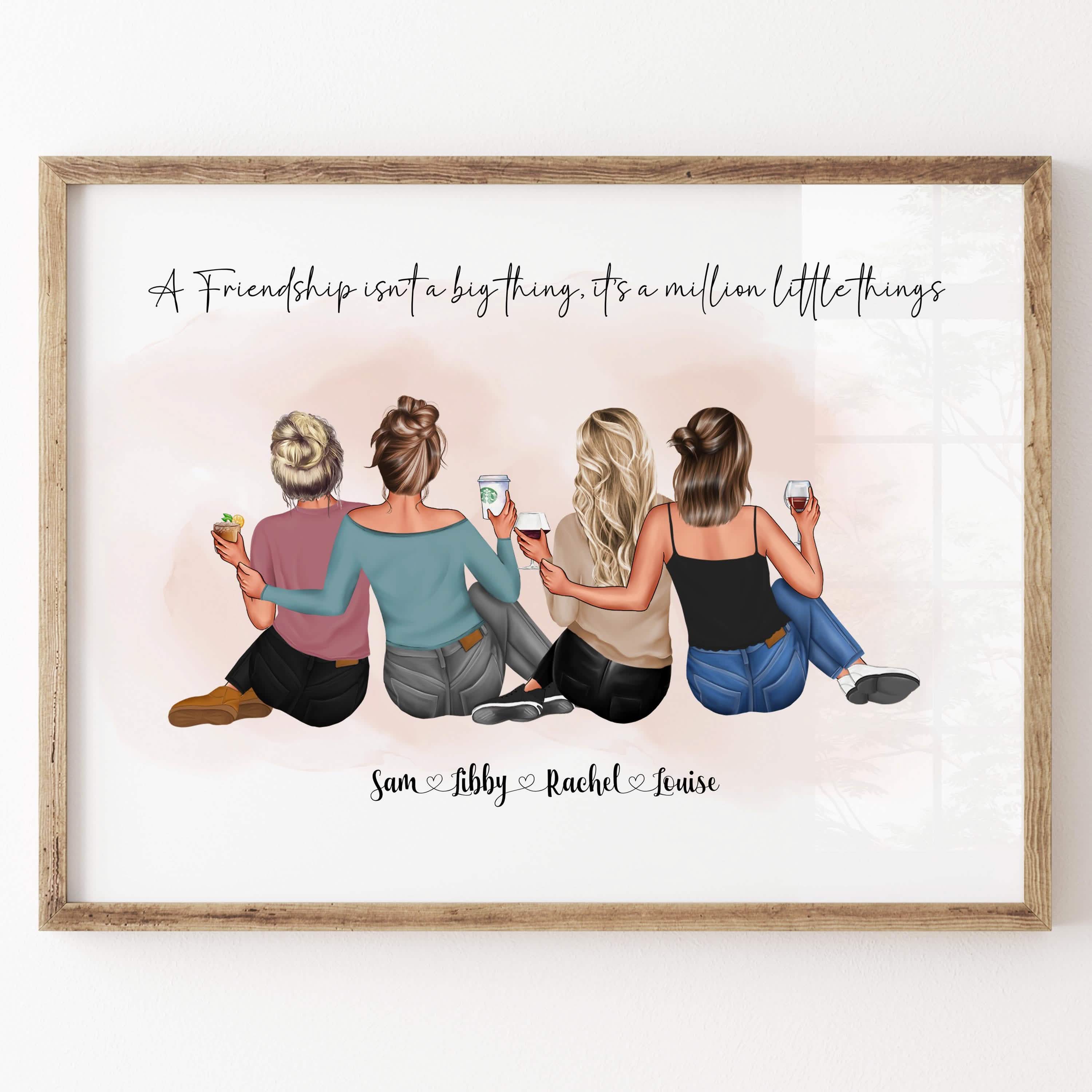 Personalized Friends Chibi Metal Sign - Up to 5 People - Best Gift For Friends - Group Therapy Here