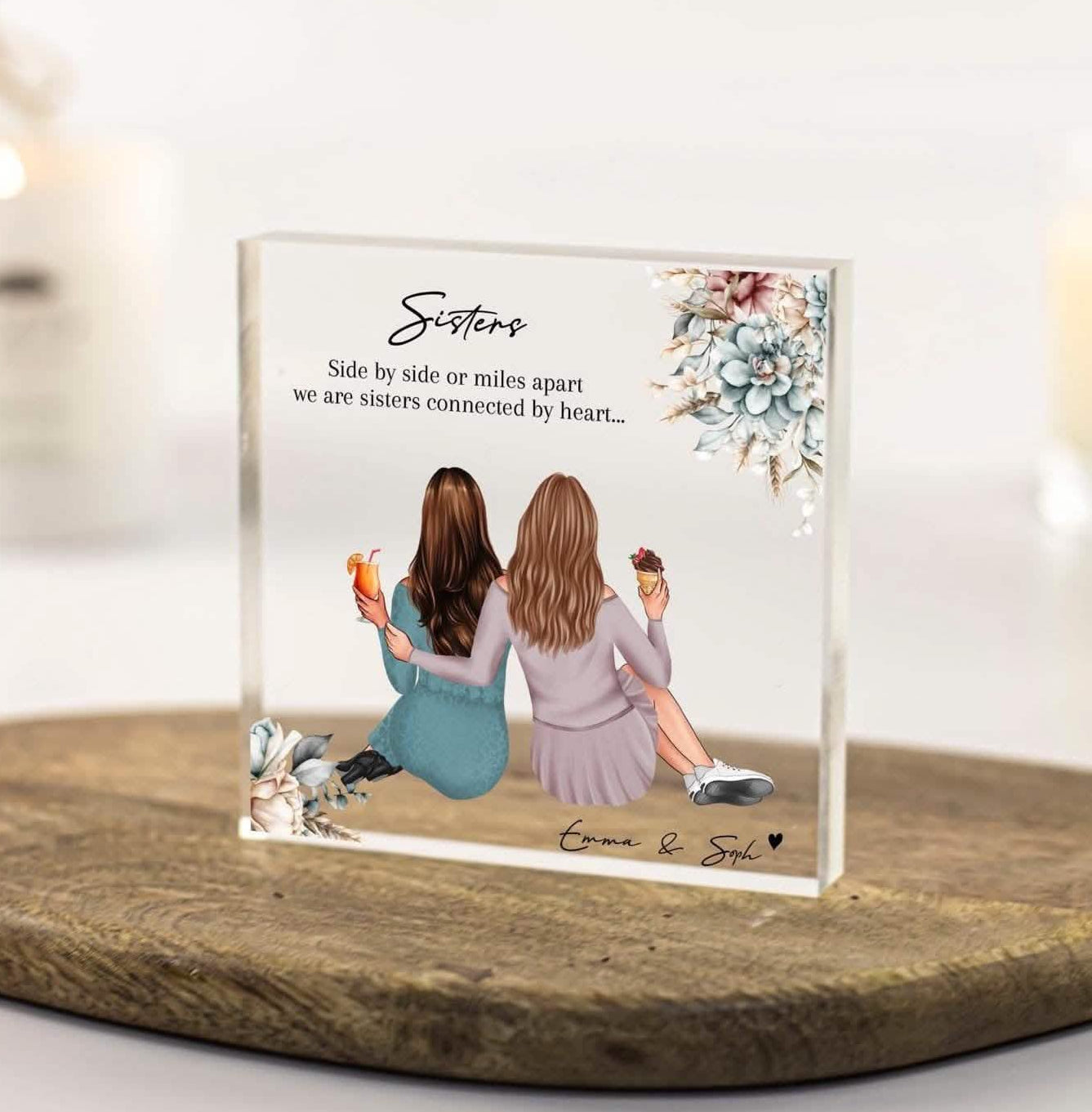 Sister gift, Personalised gift for Sisters, Christmas Present for Sis, 30th Birthday, Best friends Family gift Personalised print acrylic frame plaque keepsake