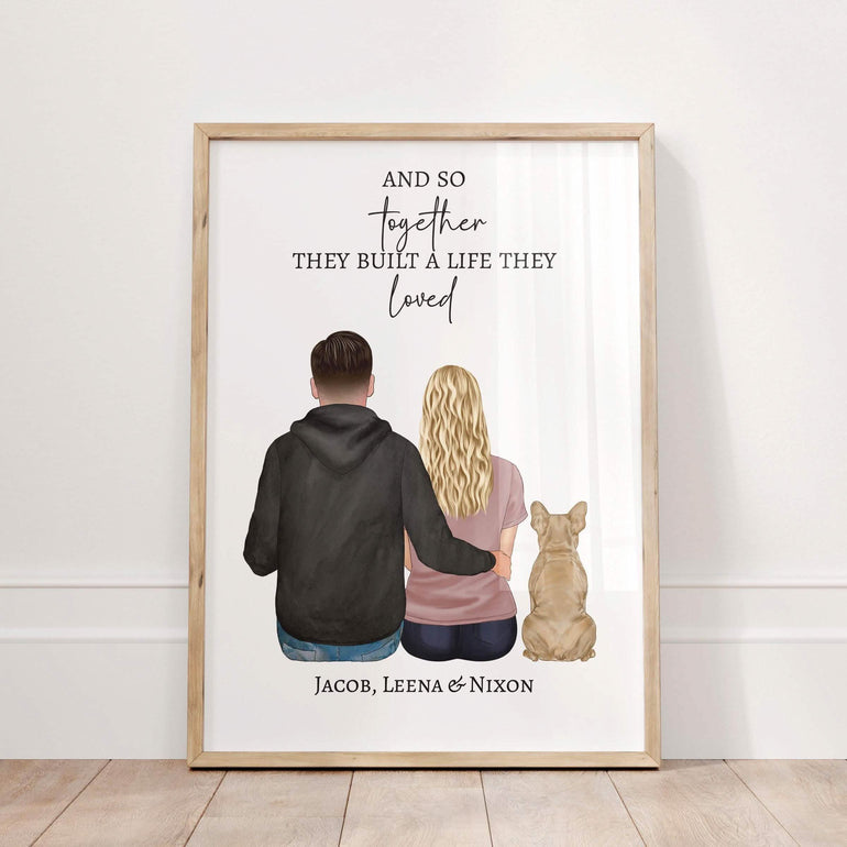 Dog Parents Gift for Christmas, Anniversary gift for wife, husband, couples gifts, our family print with dog, cat, you me and the dog, personalised prints wall art