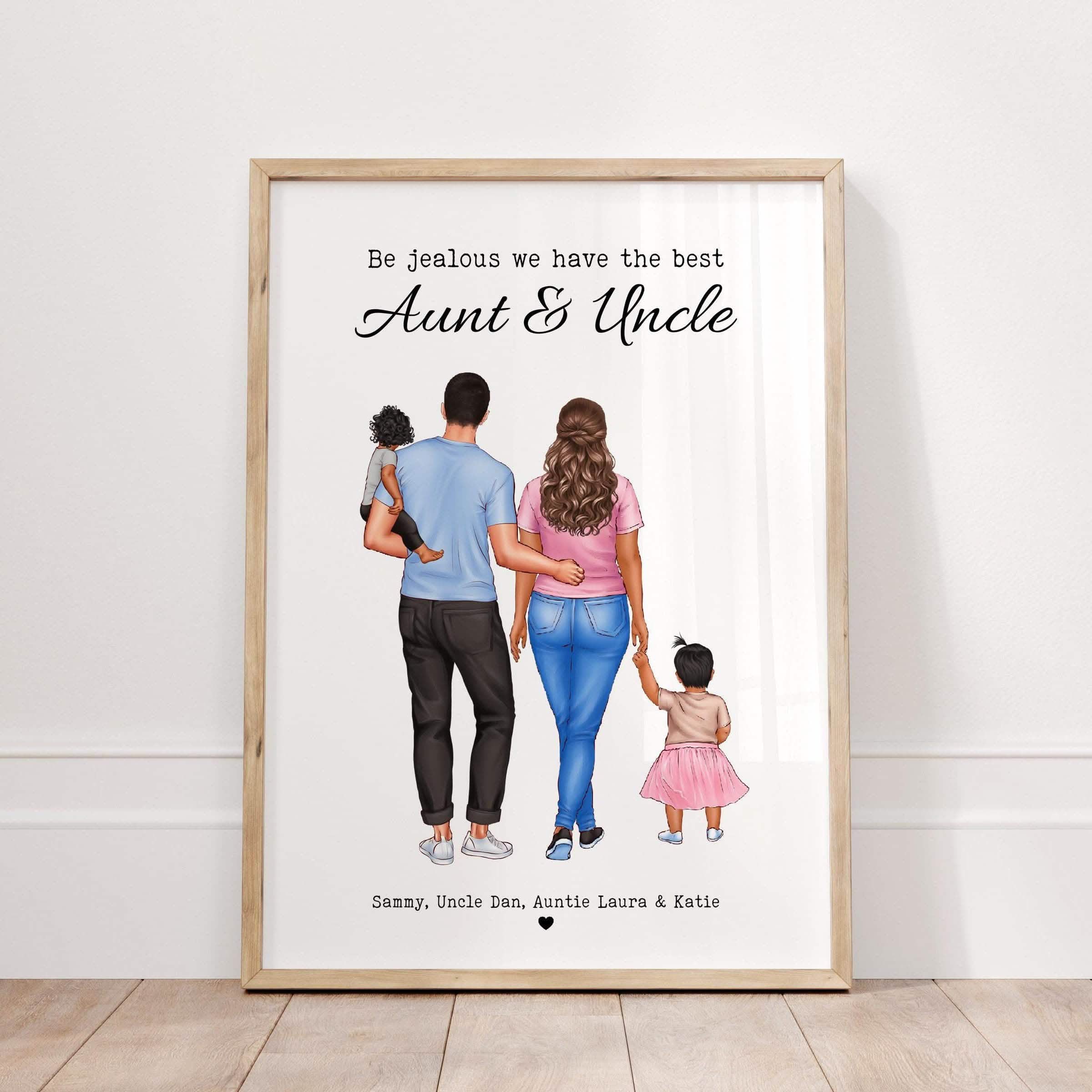 Aunt and uncle gifts, personalised print, Best Auntie, Sister in law gift, from niece, nephews, New Aunt, First Christmas, Aunty, gift for brother sister keepsake drawing
