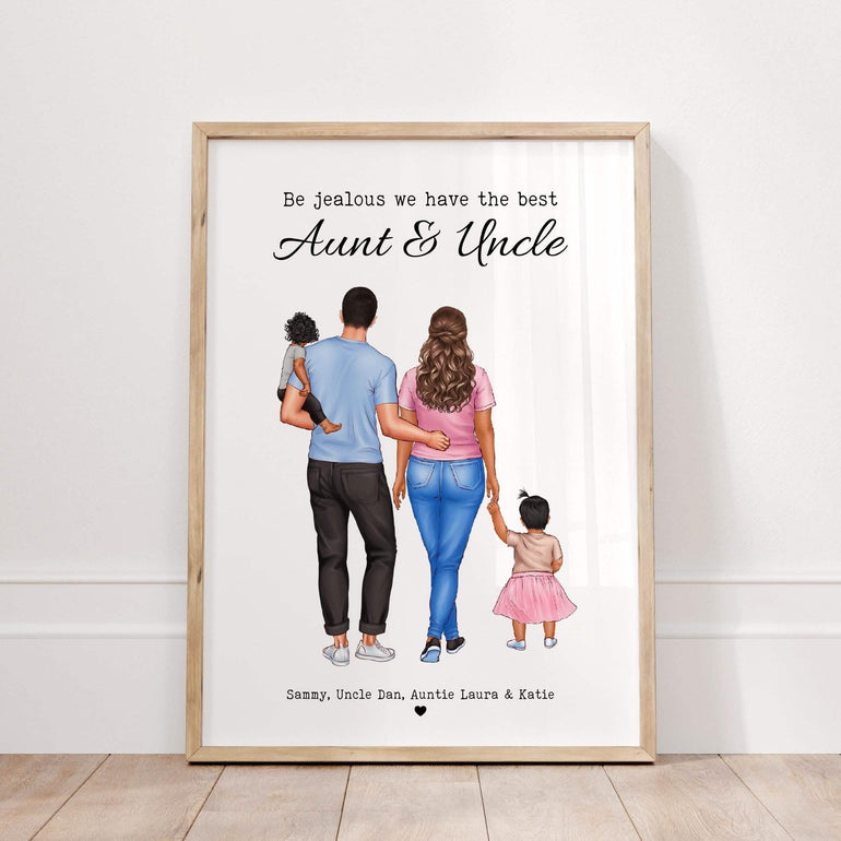 Aunt and uncle gifts, personalised print, Best Auntie, Sister in law gift, from niece, nephews, New Aunt, First Christmas, Aunty, gift for brother sister keepsake drawing