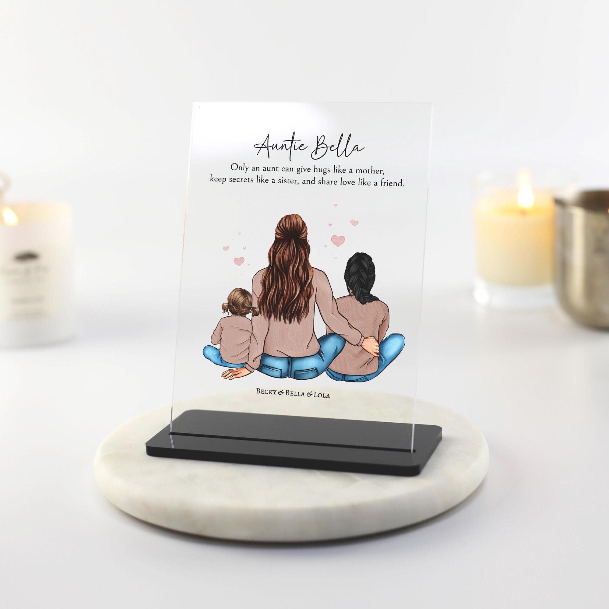 Auntie gifts personalised print, gift from nieces nephews new auntie first christmas as aunt gift for sister birthday present for aunts, sentimental acrylic keepsake plaque one of a kind, Aunties like mums cool aunt