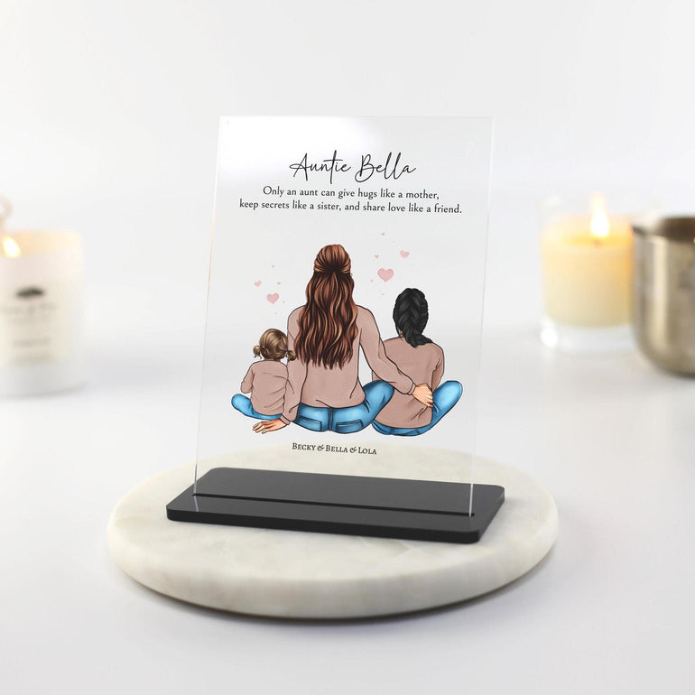 Auntie gifts personalised print, gift from nieces nephews new auntie first christmas as aunt gift for sister birthday present for aunts, sentimental acrylic keepsake plaque one of a kind, Aunties like mums cool aunt