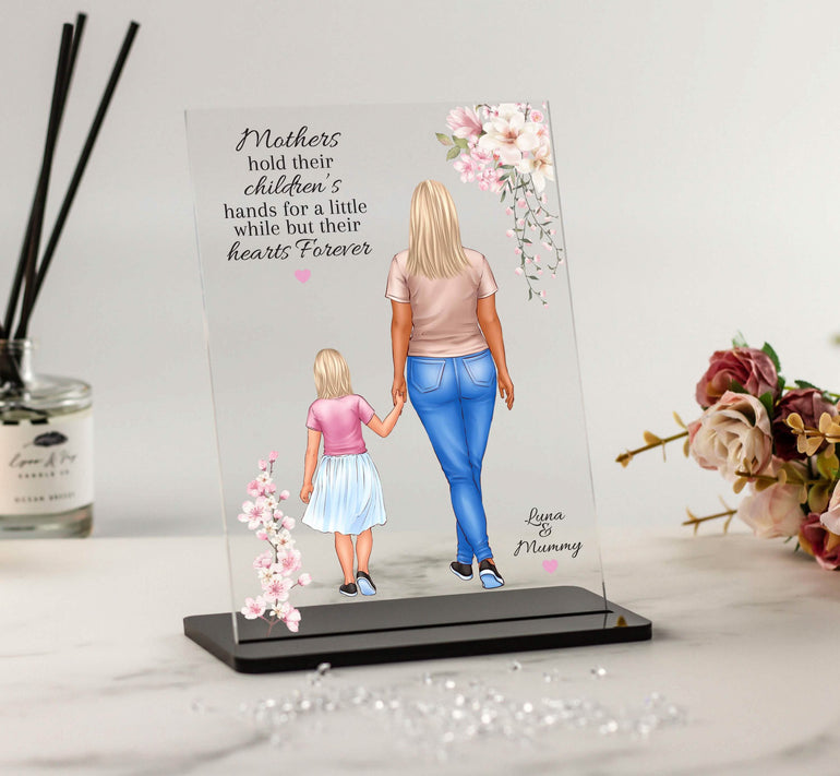Personalised Gift for Mummy. Mother and Daughter, Son, Children Family Portrait, Family Print, Christmas Gift, Mothers Day, Acrylic Plaque