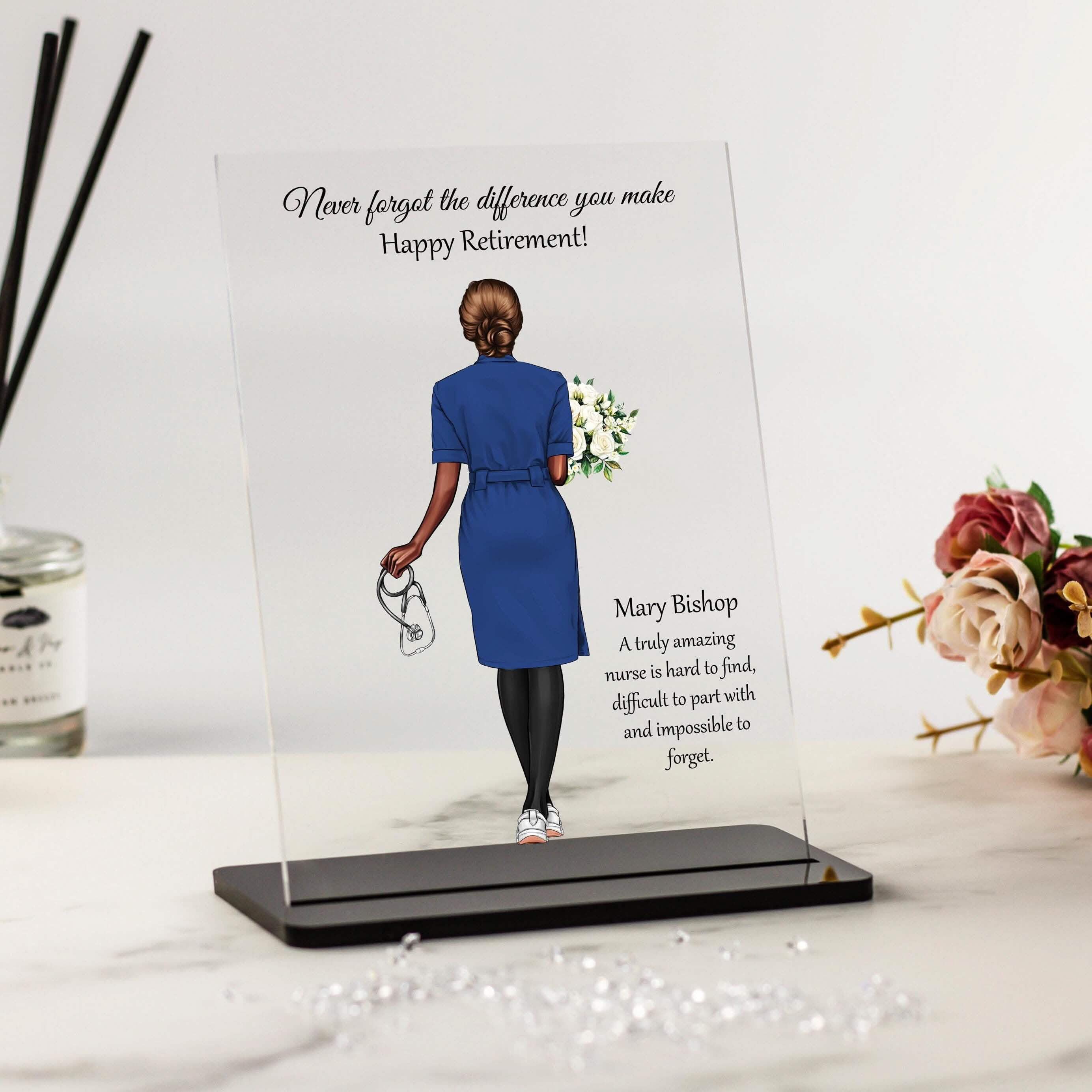 Nurse retirement gift personalised keepsake, midwife, vet, medical professional, healthcare worker, carers, Retired present, goodbye gift, gift for manager, boss, work, hospital