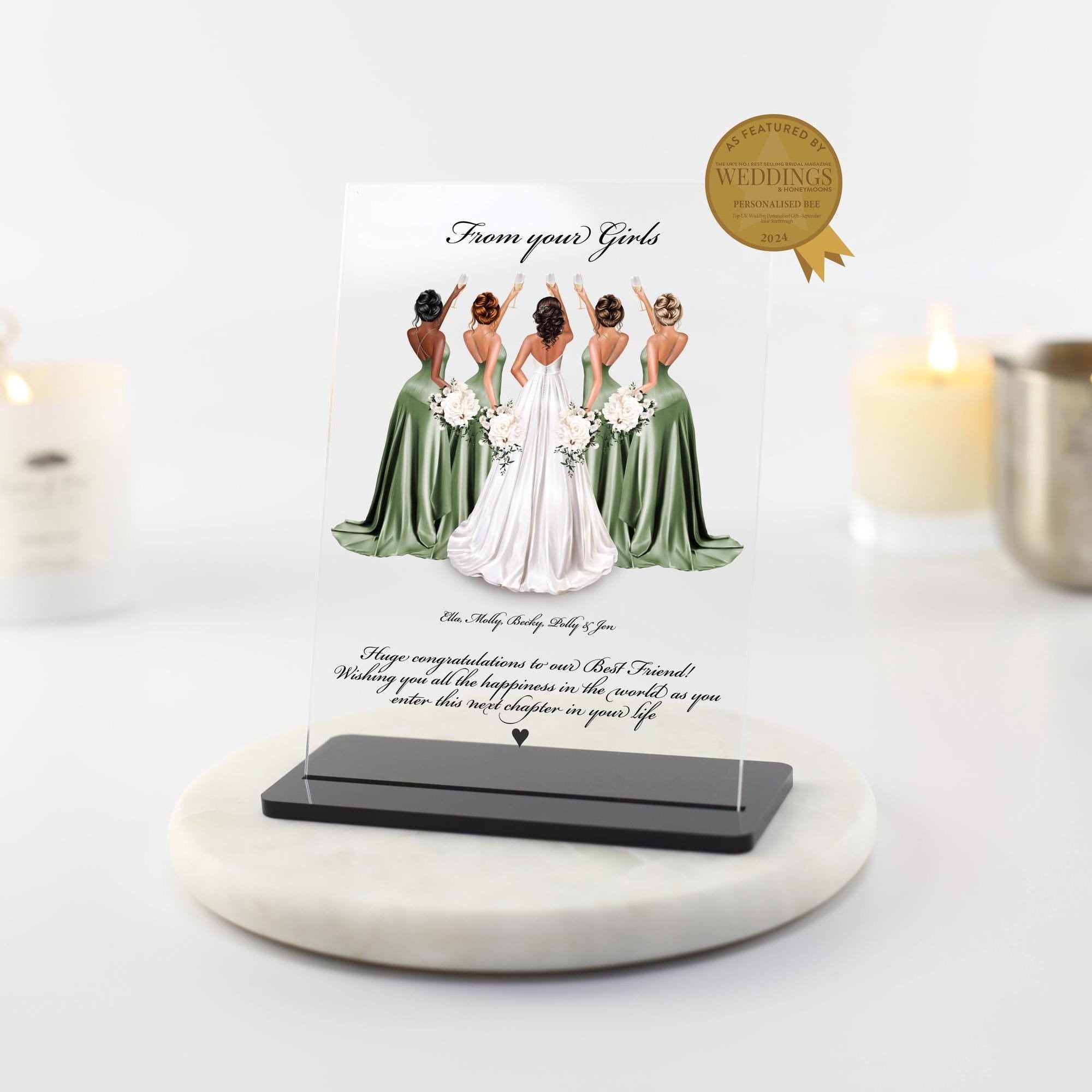 Bridesmaid Print, Gift for Bride from Bridesmaids, Maid of Honour, Besties Gifts, Personalised Gifts for wedding acrylic plaque, keepsake presents