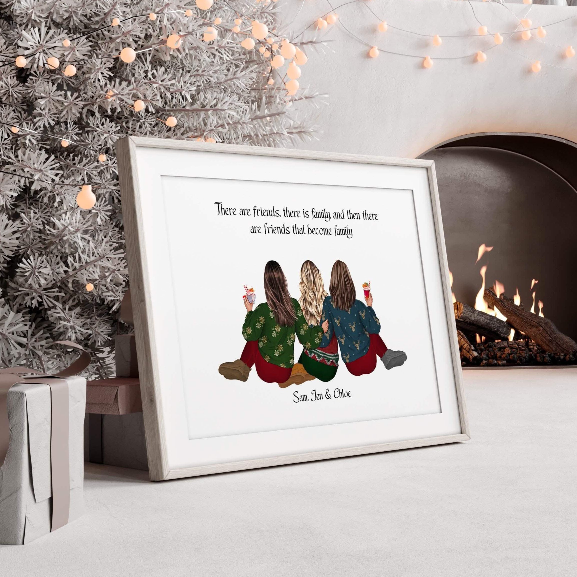 Group Friends Christmas Jumpers Print, Work Team Christmas Print Poster, Office christmas decor, Hairdressers Gifts, Nail technician gifts, secret santa presents personalised custom wall art, university roommates, dorm, flatmates, christmas ornament