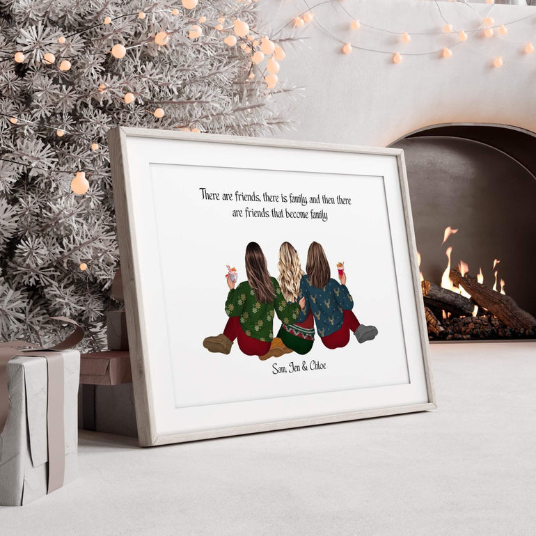 Group Friends Christmas Jumpers Print, Work Team Christmas Print Poster, Office christmas decor, Hairdressers Gifts, Nail technician gifts, secret santa presents personalised custom wall art, university roommates, dorm, flatmates, christmas ornament