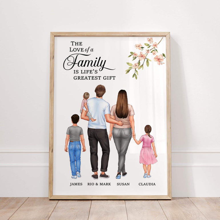 Our Family Wall Art Personalised Print, Gift for Family's, Blended Family, Gift from kids, Mother's Day portrait print, mother and children, father and kids Custom Portrait home decor