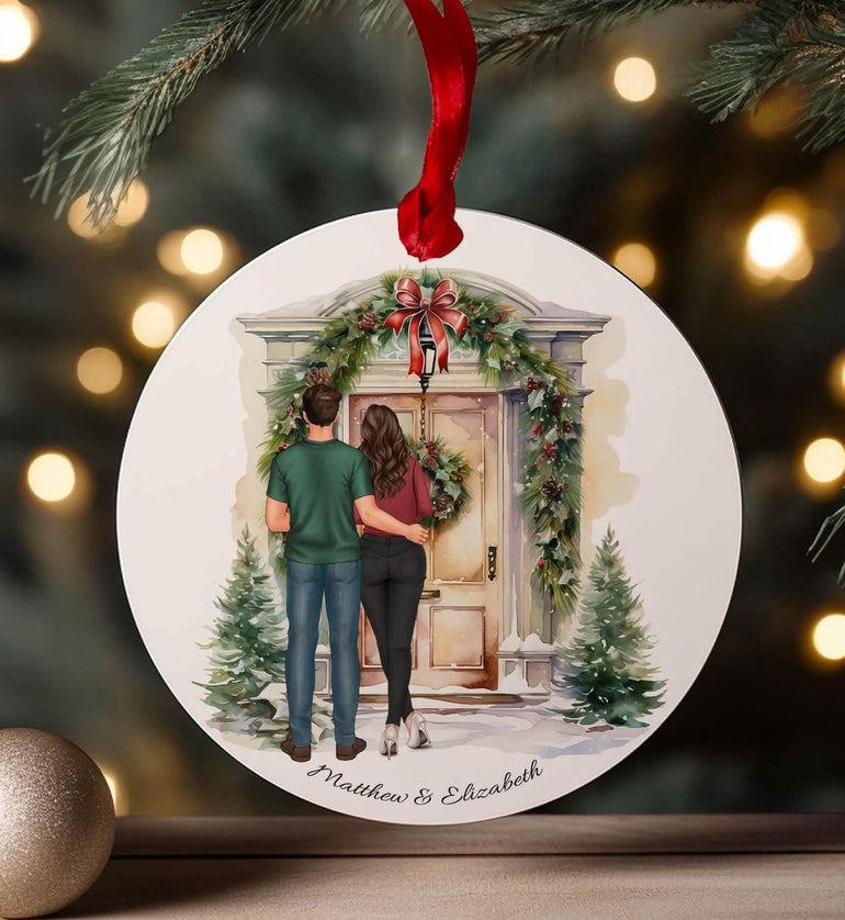 Personalised Christmas Ornament First Home, First Christmas Together, Door and couple bauble missing piece handmade UK letterbox gift with gift box