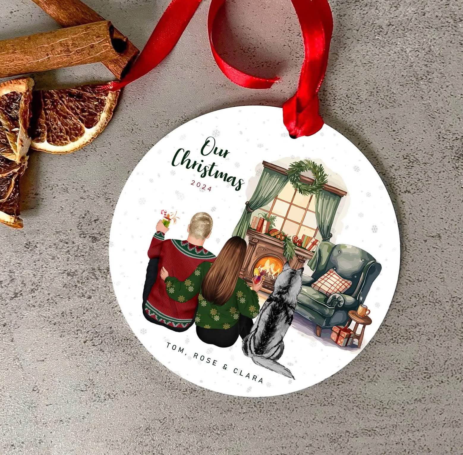 the year i found my missing piece couples christmas bauble, couple christmas ornament, newly wed 2024 gift, christmas decor with dog pet cat 1st xmas gift with gift box, our christmas, dating ornament