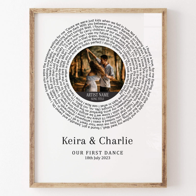 Personalised Song Lyrics with own photo Print, Custom Music Gift, Gifts for him, Christmas Gifts for Couple, Husband, Anniversary Present