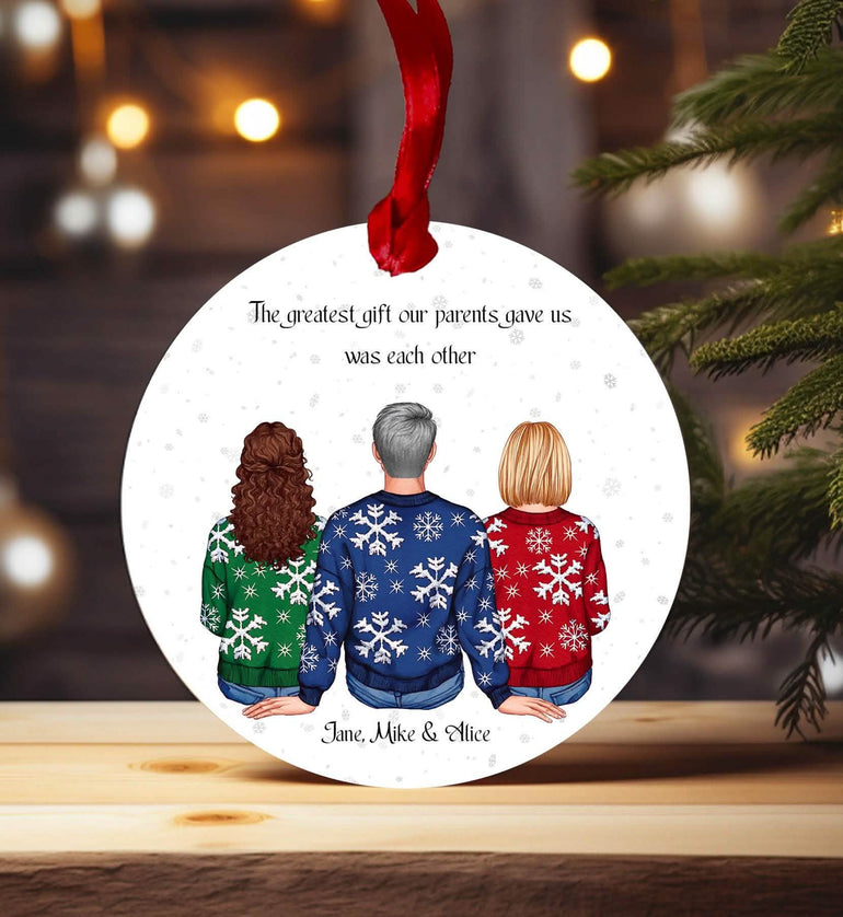Custom Siblings ornament Family Christmas Bauble 2024 2025, Brothers and sisters, Memorial tree decoration, handmade in uk